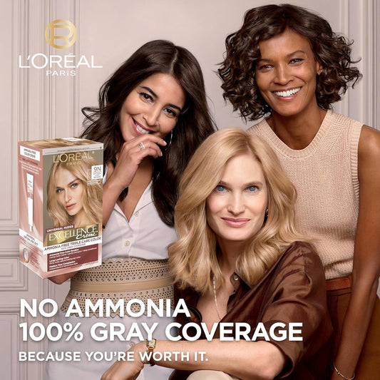 L'Oreal Paris Excellence Universal Nudes Permanent Hair Color, Ammonia Free Hair Dye For Gray Hair Coverage, 9N Natural Light Blonde, 1 Hair Dye Kit