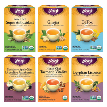 Yogi Tea Digestion & Detox Variety Pack - 16 Tea Bags Per Pack (6 Packs) - Detox Cleanse Tea & Digestive Tea - Includes Ginger Tea, Detox Tea, Green Tea Super Antioxidant Tea & More