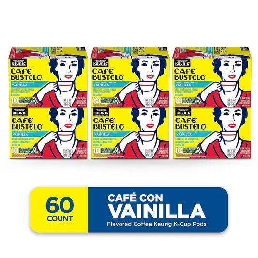 Café Bustelo Sweet & Creamy Café Con Vainilla Flavored Coffee, 60 Keurig K-Cup Pods