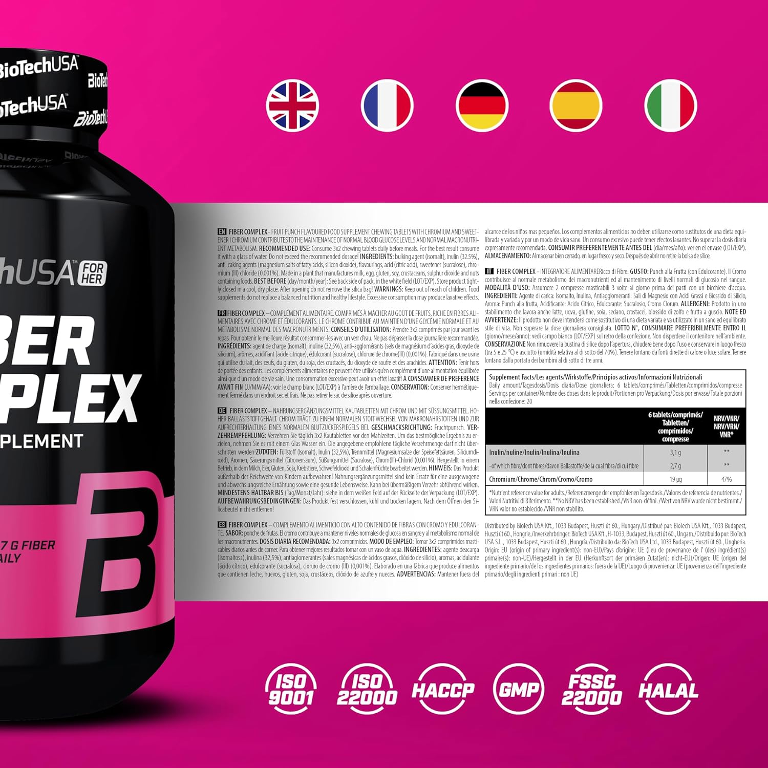 BioTechUSA Fiber Complex | Flavored Chewable Tablets | with Inulin and Chromium | for Effective Weight Control and Confidence Boost, 120 Tablets : Amazon.co.uk: Health & Personal Care
