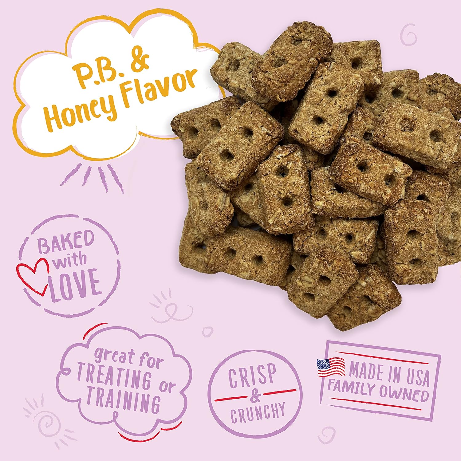 Charlee Bear Bearnola Bites Dog Treats, P.B. & Honey Flavor, 8oz : Pet Supplies