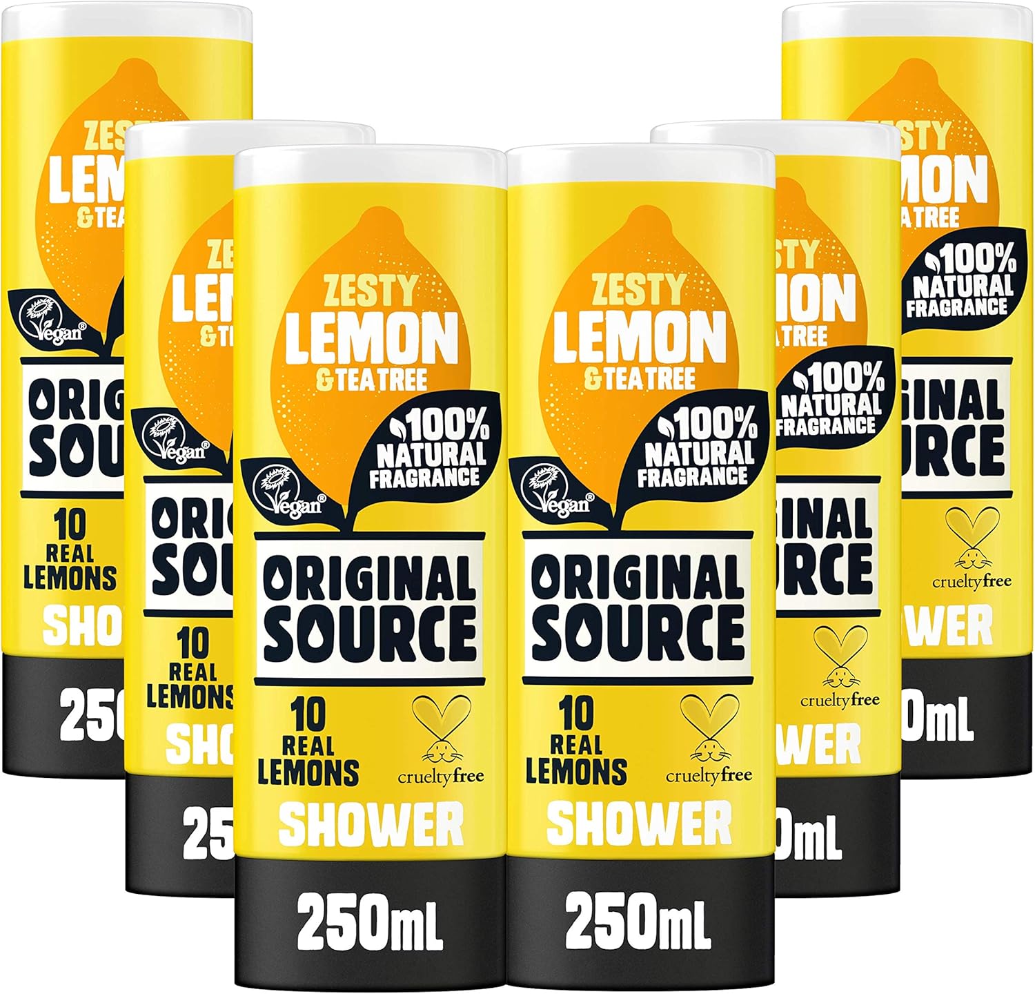 Original Source Lavender Shower Gel, 100 Percent Natural Fragrance, Vegan, Cruelty Free, Paraben Free, Bulk Buy, Pack Of 6 X 250 Ml