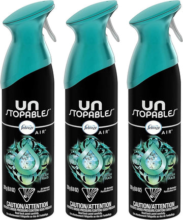 Febreze Unstopables Premium Air Refresher - Fresh Scent - Net Wt. 8.8 OZ (250 g) Per Bottle - Pack of 3 Bottles