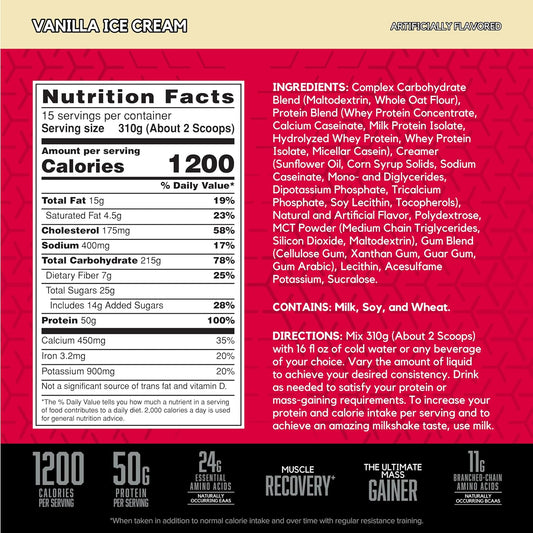 BSN TRUE-MASS Weight Gainer, Muscle Mass Gainer Protein Powder, Vanill