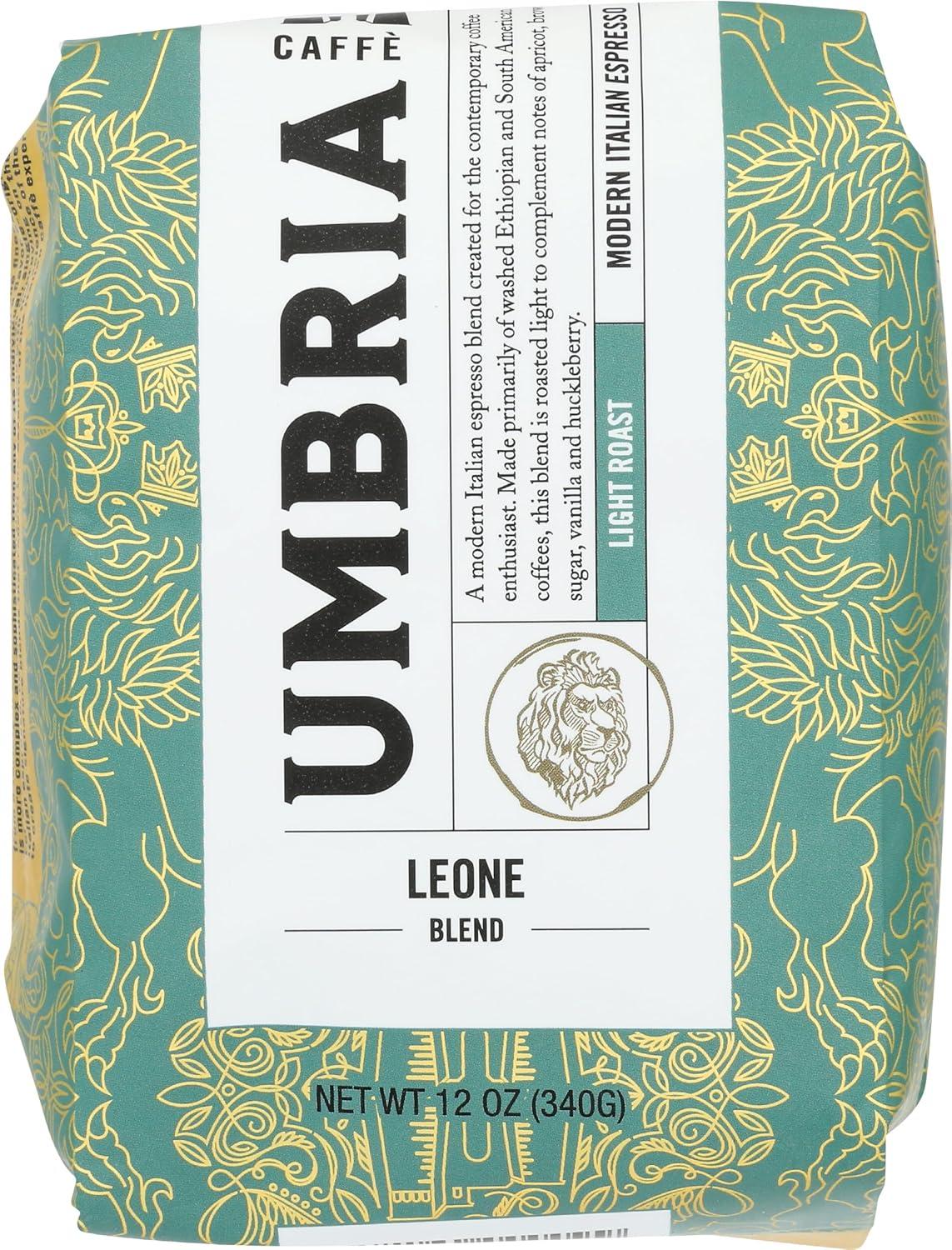 Caffe Umbria Fresh Seattle Whole Bean Roasted Coffee, Leone Blend Light Roast 12Oz. Bag