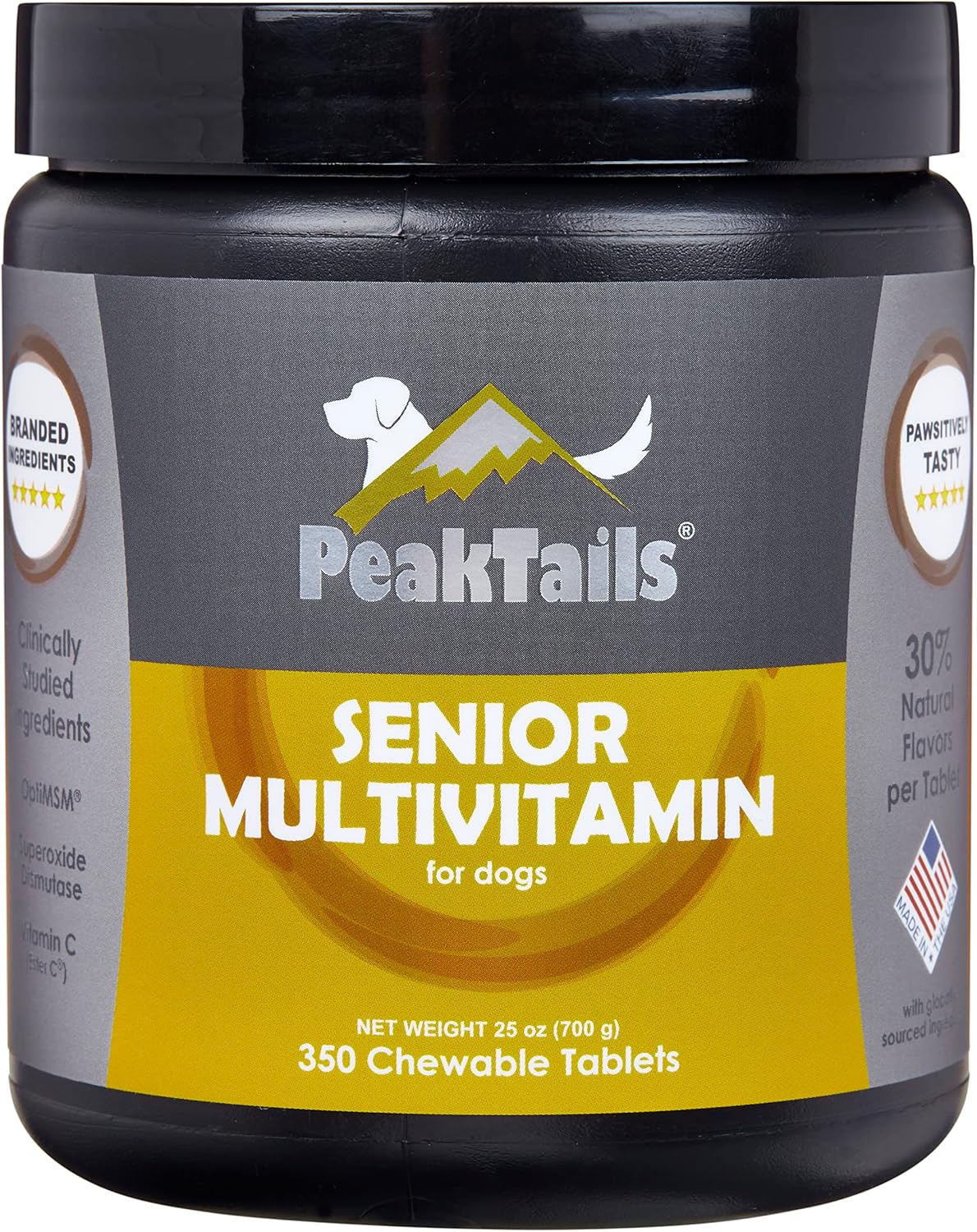 Senior Multivitamin For Dogs – 350 Chewable Tablets With Msm, Superoxide Dismutase