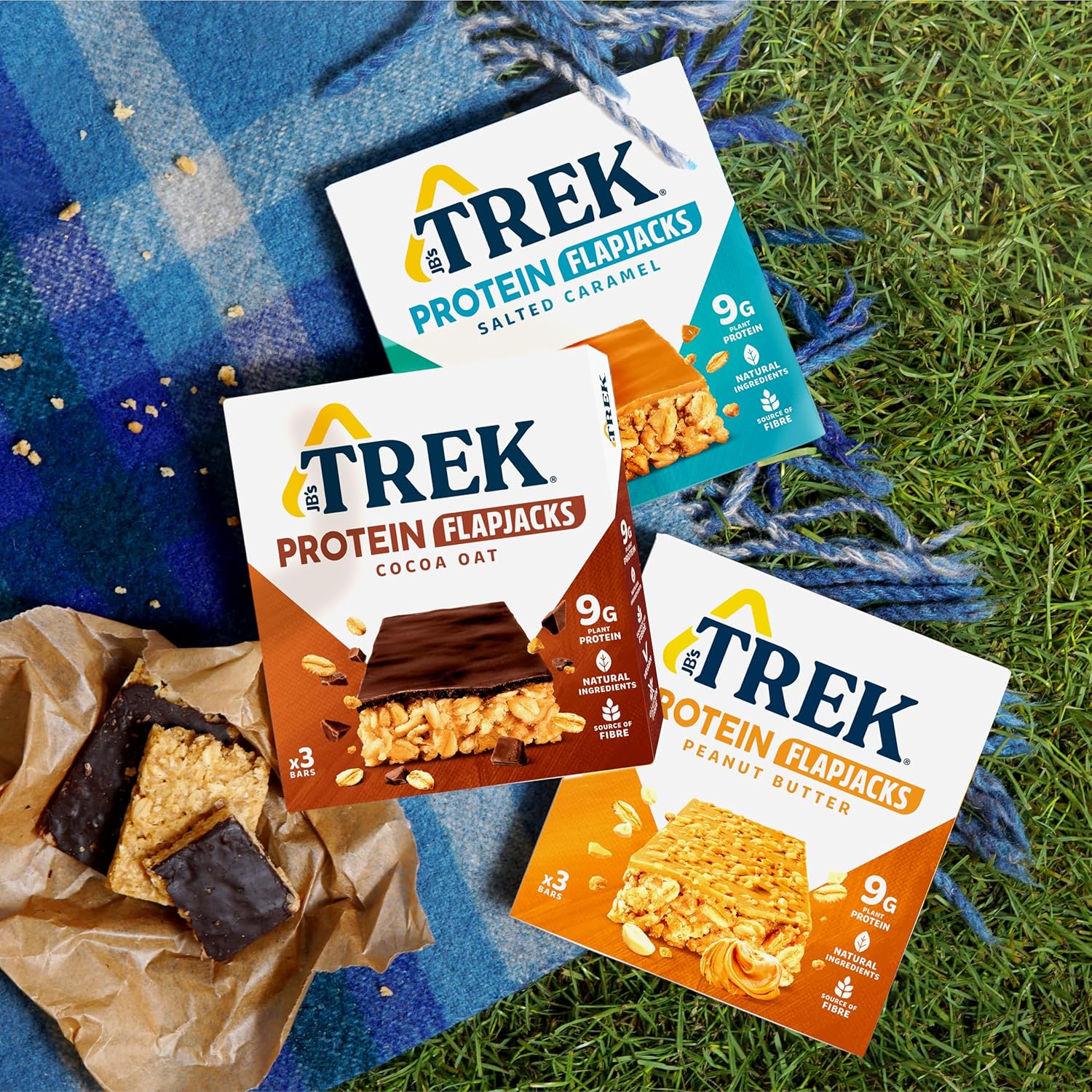JB's Trek High Protein Flapjack Cocoa Coconut - Gluten Free - Plant Based - Vegan Snack - 50g x 16 bars : Amazon.co.uk: Grocery