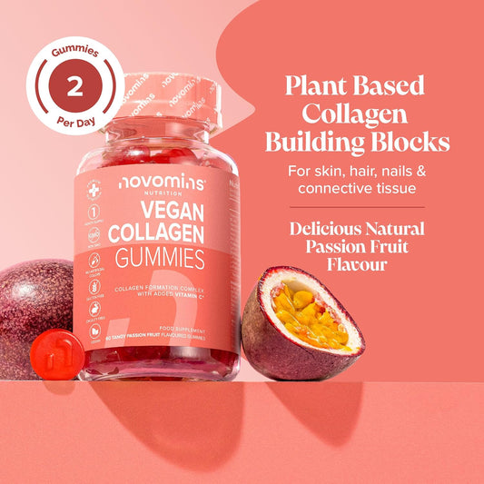 Vegan Collagen Gummies - Vegan Collagen With Added Vitamin C, Bcaas, Hyaluronic Acid - Advanced Blend - Alternative To Collagen Powder & Tablets - Collagen Supplements For Women - Novomins