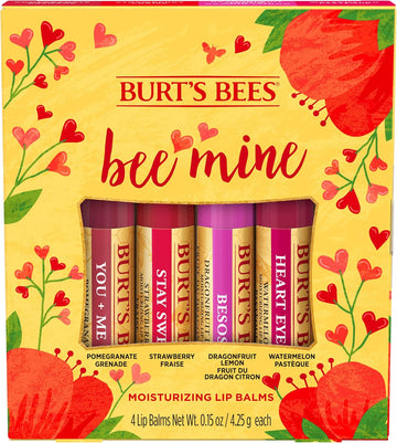Burt'S Bees Lip Balm Gift Set, Pomegranate, Strawberry, Dragonfruit Lemon, Watermelon, Bee Mine, 4X4.25G