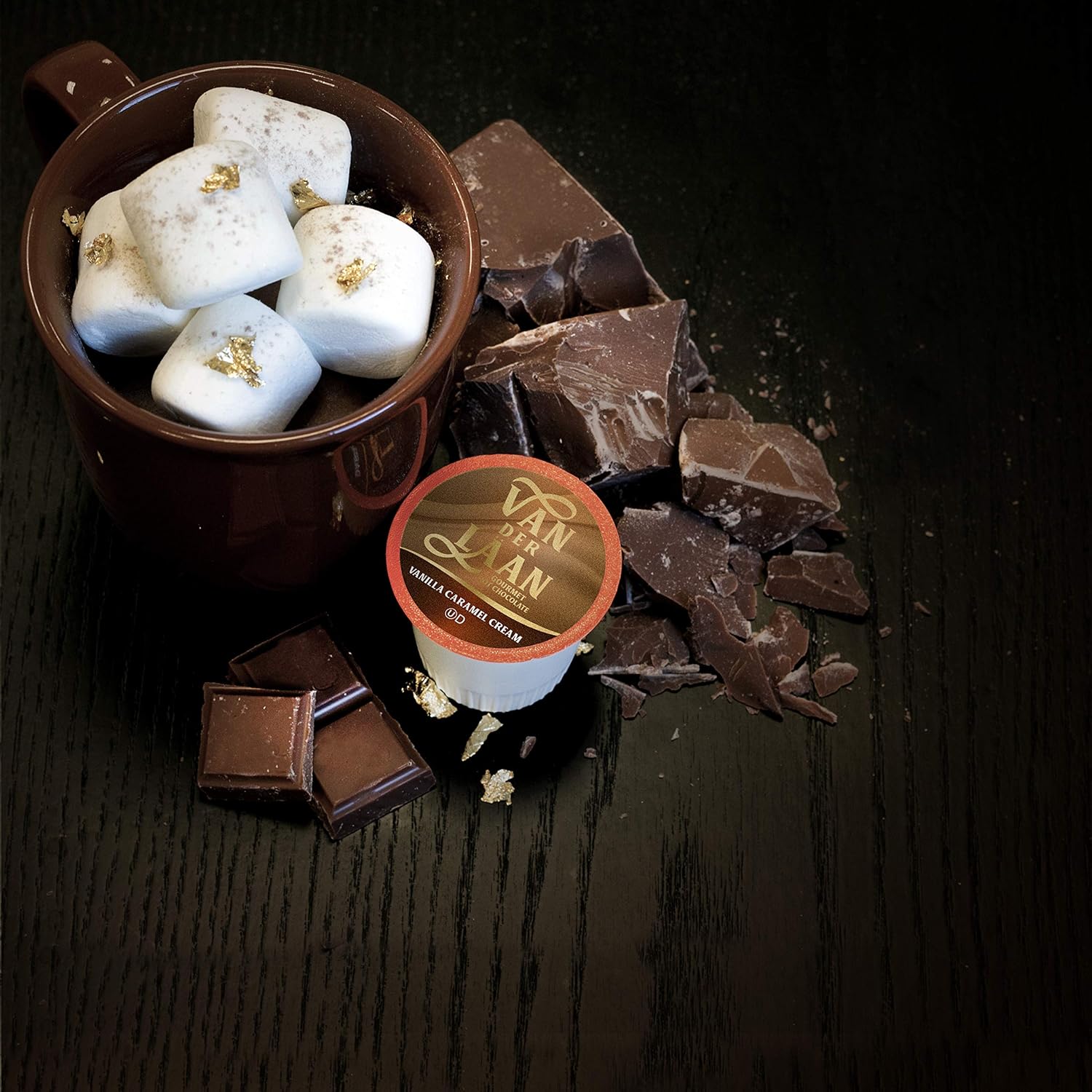 Van Der Laan Chocolate Hot Cocoa Pods, Vanilla Caramel Gourmet Dutch Chocolate Compatible with K Cup Brewers Including 2.0, 40 Count : Grocery & Gourmet Food