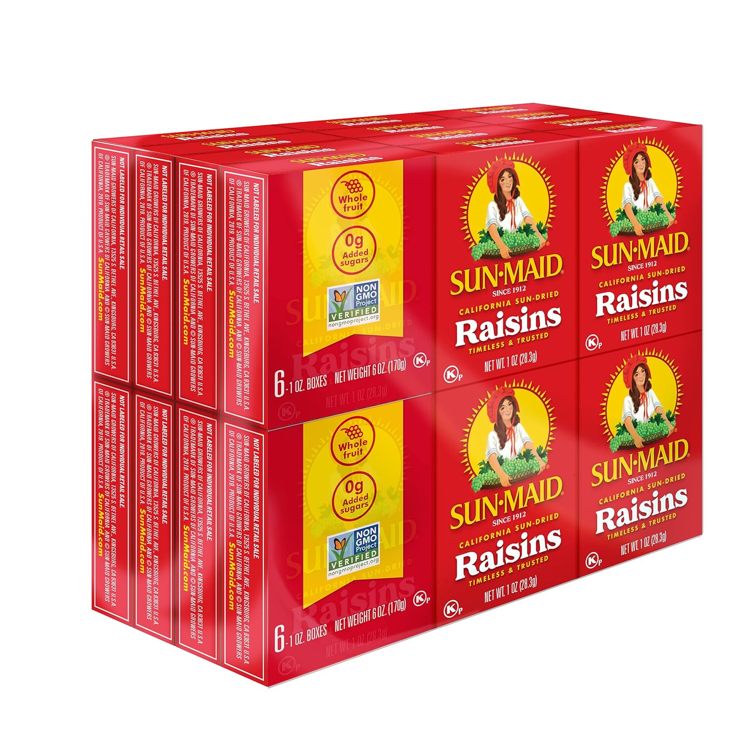 Sun-Maid California Sun-Dried Raisins - (24 Pack) 1 oz Snack-Size Box - Dried Fruit Snack for Lunches, Snacks, and Natural Sweeteners