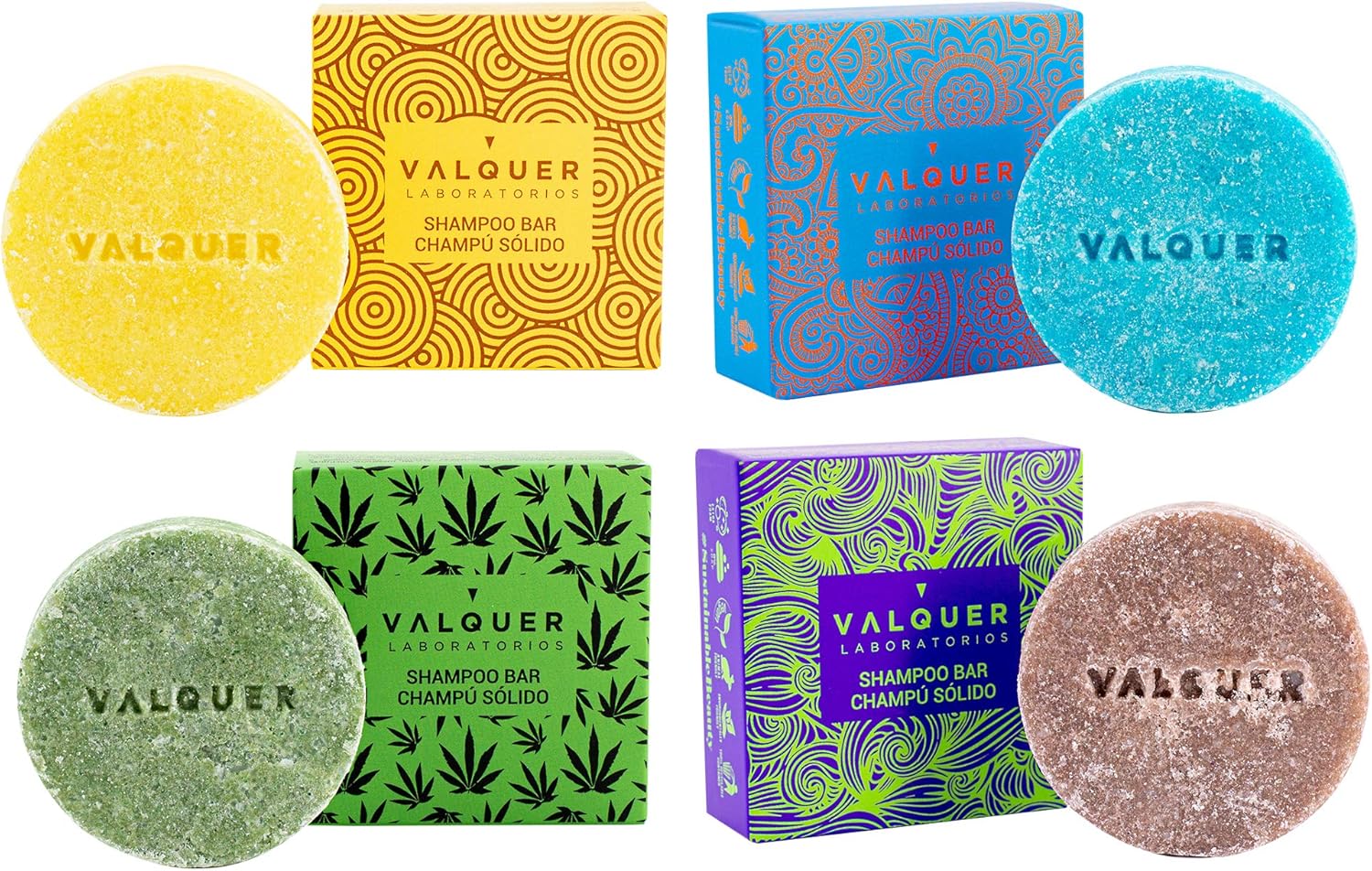 Valquer Exotic Solid Shampoo (Aranndane and Avocado, Orange and Papaya, and Cinnamon, Cannabis), Vegan, 93% Natural Origin, Zero-Waste, 4 x 50 g : Amazon.co.uk: Beauty