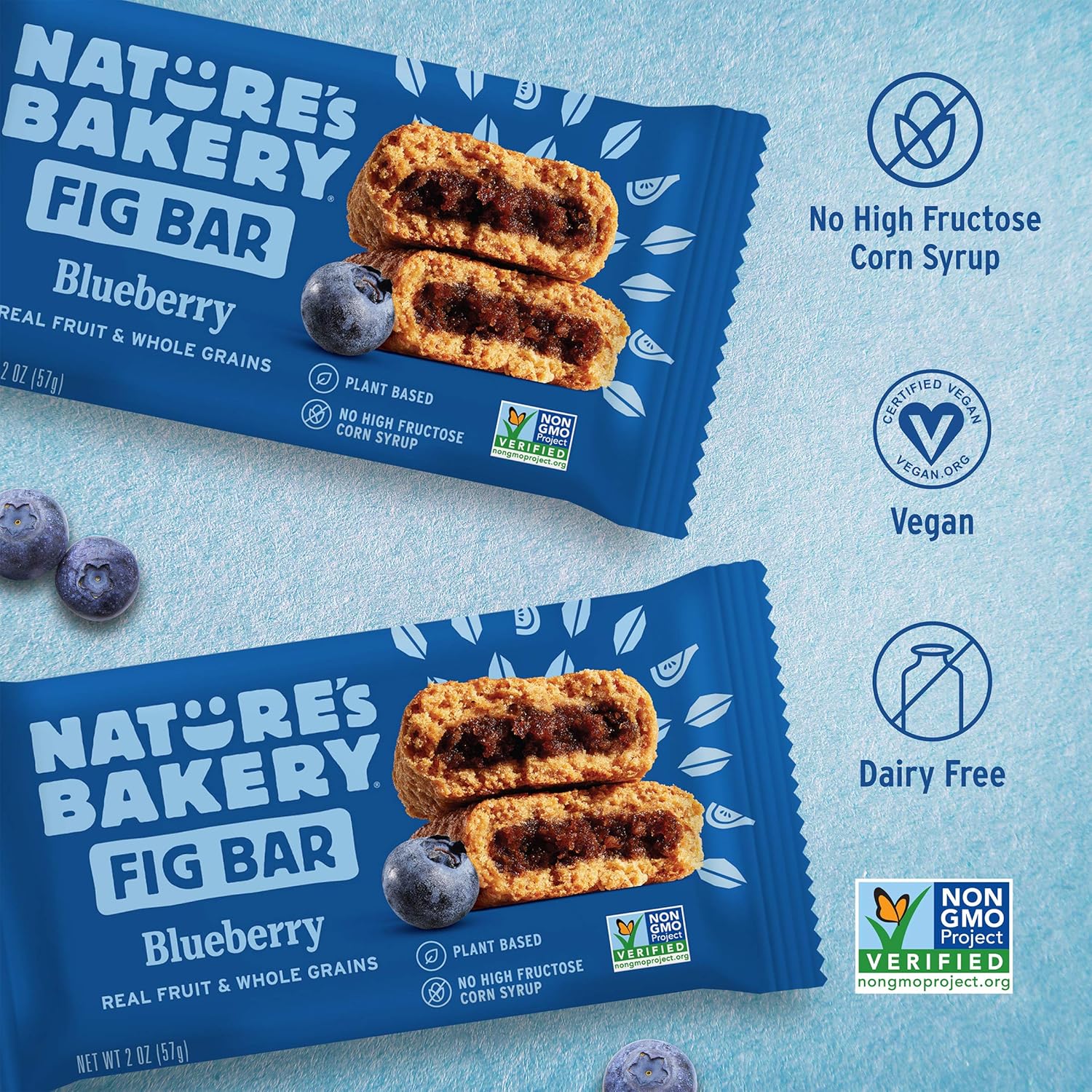 Nature’S Bakery Whole Wheat Fig Bars, Blueberry, Real Fruit, Vegan, Non-Gmo, Snack Bar, 6 Count (Pack Of 6)