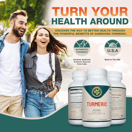 Carnivora Turmeric ? Support for Joints and Digestive Health. Strong Antioxidant Properties, Promotes a Healthy Inflammatory Response (90 Vegan Capsules)