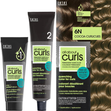 All About Curls 6N Cocoa Curlicues (Light Blonde With Neutral Undertone) Permanent Hair Color (Prep + Protect Serum & Hair Dye For Curly Hair) - 100% Grey Coverage, Nourished & Radiant Curls