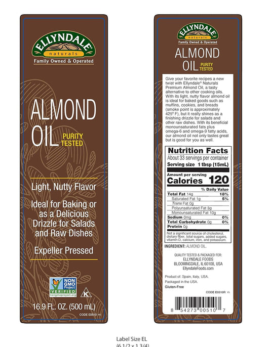 Now Foods, Almond Oil, Light Nutty Flavor, Expeller Pressed, Non-Gmo Project Verified, 16.9-Ounce