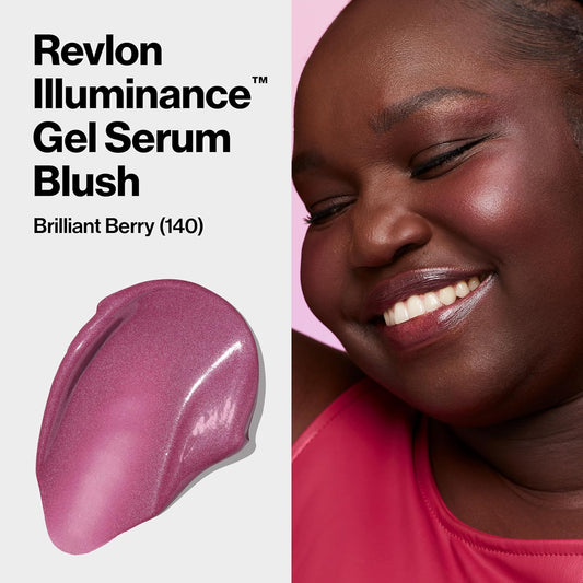 Revlon Illuminance Gel Serum Blush, Visibly Plump Cheeks, Dewy Finish And Hydrates All Day, 140 Brilliant Berry, 0.37 Fl Oz