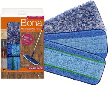 Bona Multi-Surface Floor Microfiber Cleaning Pads, 3 Count