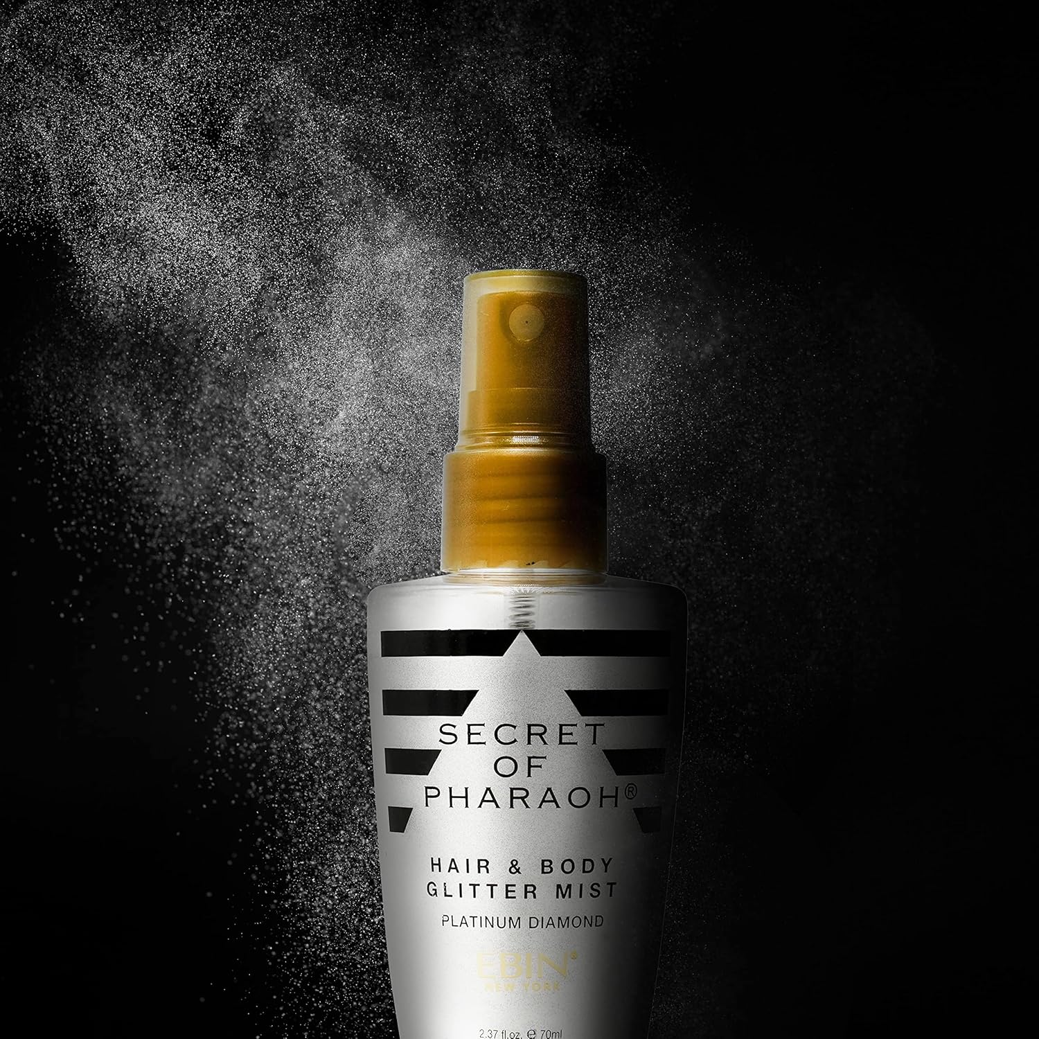 Ebin New York Secret Of Pharaoh Hair & Body Glitter Mist Spray, Easy To Apply, Hydrating, Cruelty-Free, Gifts For Girls, Boys, Men - Platinum, 2.37 Fl Oz