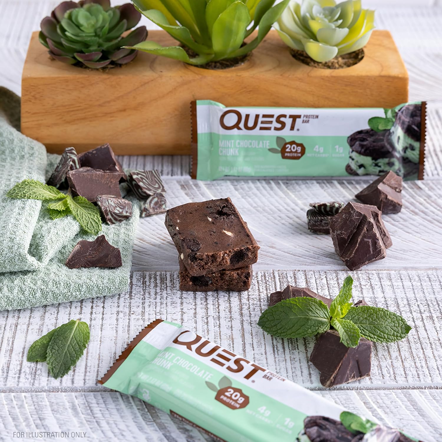 Quest Nutrition Mint Chocolate Chunk Protein Bars, 20g Protein, 1g Sugar, 4g Net Carb, Gluten Free, Keto Friendly, 12 Count