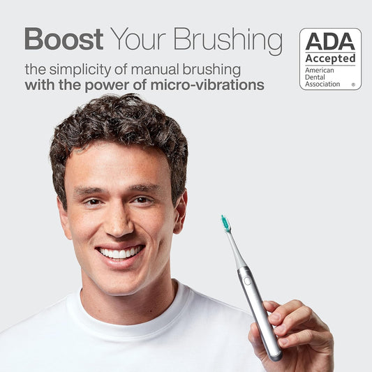 Aquasonic Icon Ada-Accepted Rechargeable Toothbrush | Magnetic Holder & Slim Travel Case | 2 Brushing Modes & Smart Timers | Gentle Micro-Vibrations(Onyx)