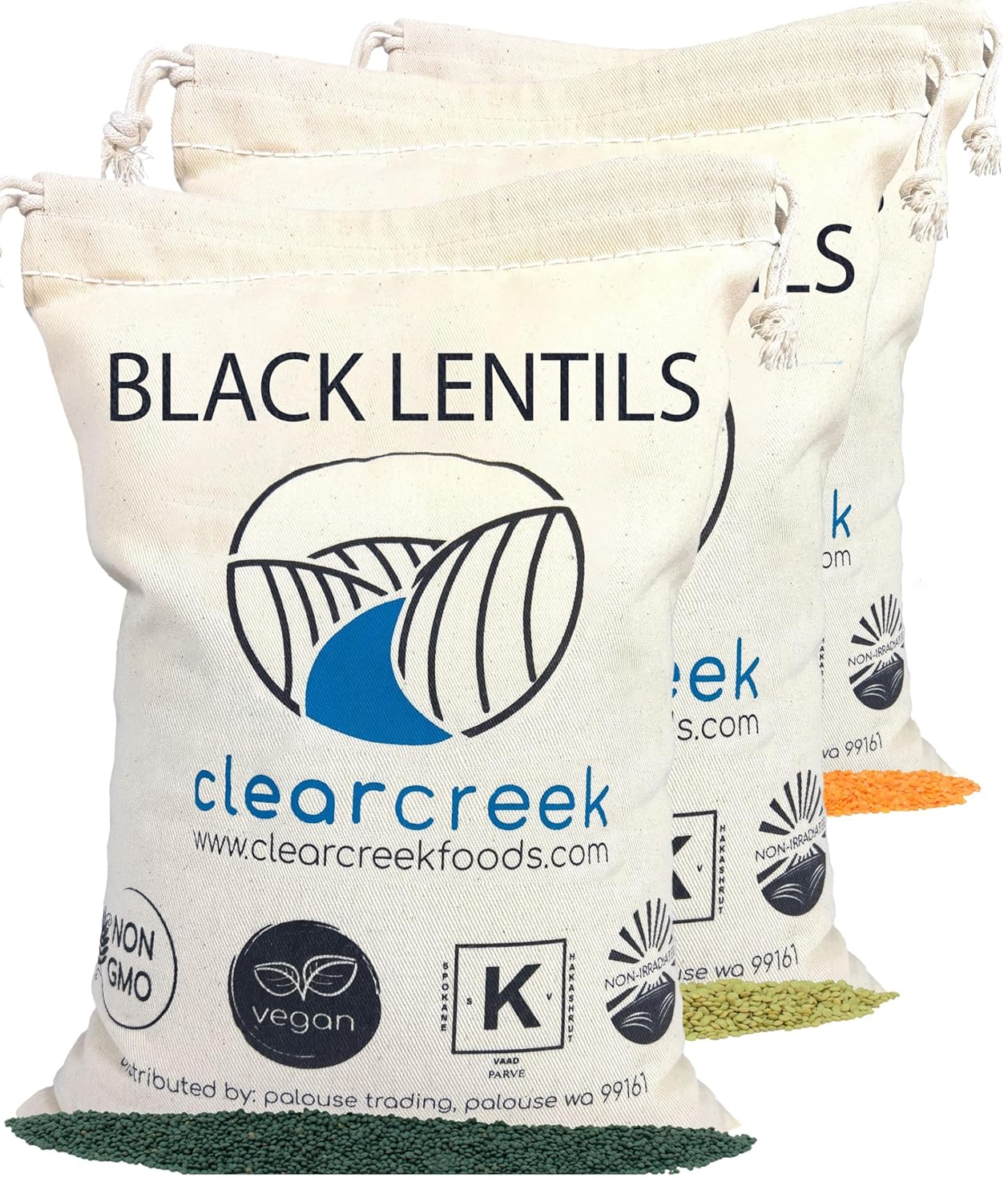 Red Lentils | Green Lentils | Black Beluga Lentils | 12 LBS Total | Non-GMO | 100% Non Irradiated | Kosher | USA Grown | Vegan