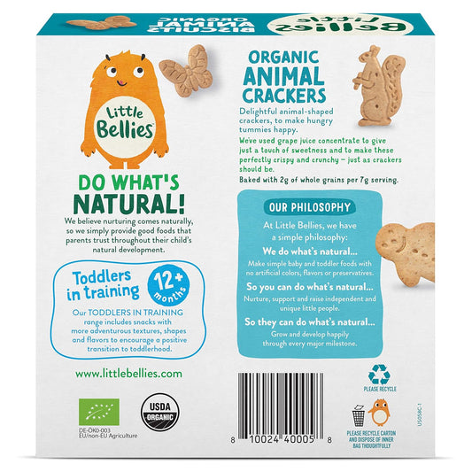 Little Bellies Organic Animal Crackers Toddler Snack (Pack Of 5 X 4.58 Oz Individual Packs)