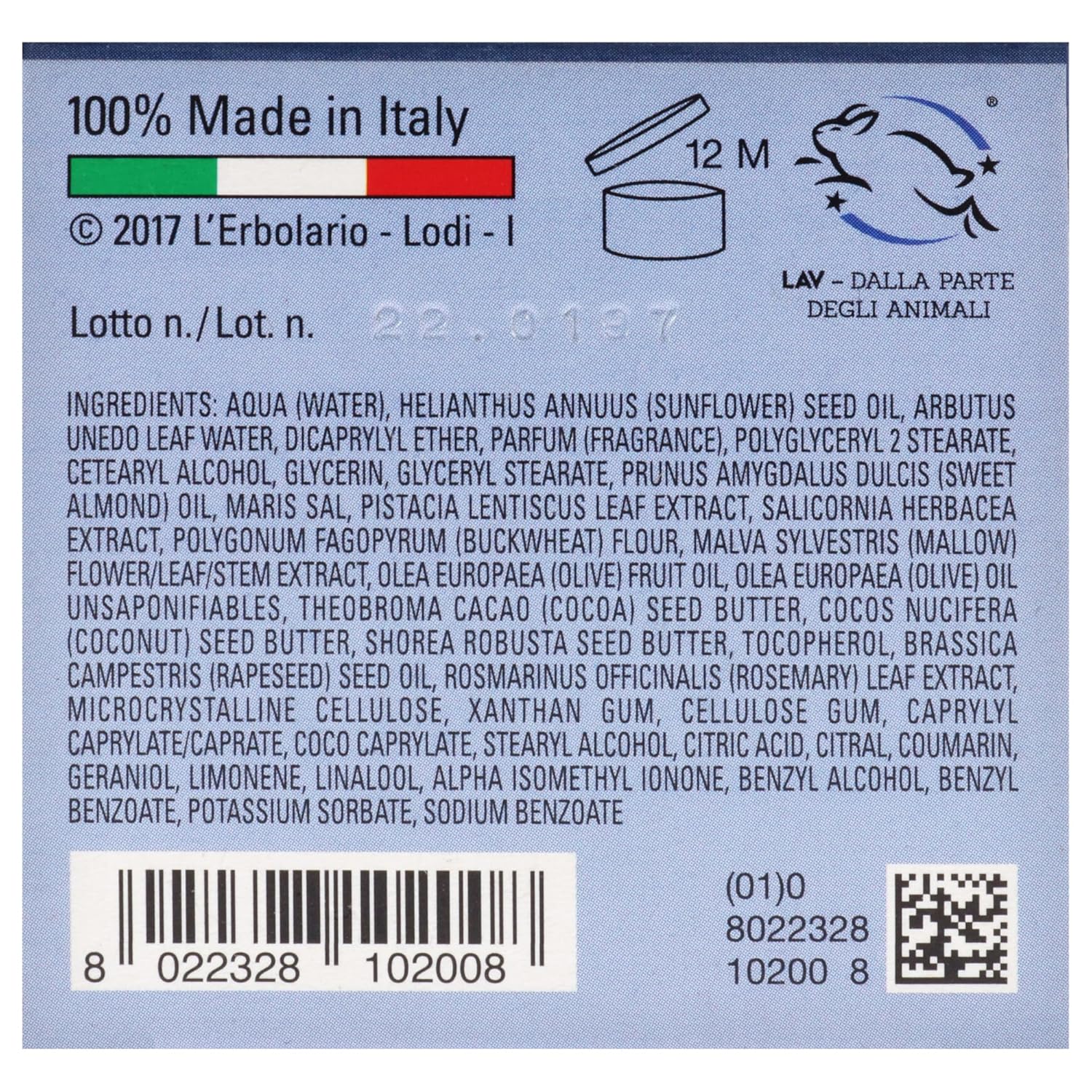 L'Erbolario Fior Di Salina Body Cream - Soothing Sea Salt Moisturizer For Dry Skin - Calcium And Magnesium-Rich - With Hydrating Cocoa Butter - 6.7 Oz : Beauty & Personal Care