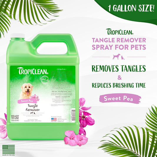 TropiClean Sweet Pea Cat & Dog Detangler Spray Dematting | Dog Conditioner Spray Derived from Natural Ingredients | Made in the USA | 1 Gallon