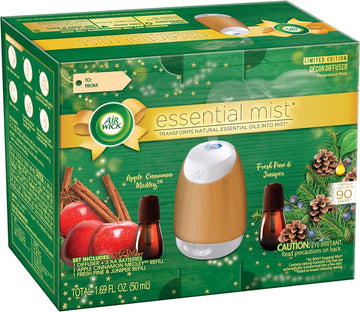 Air Wick Air Wick Essential Mist Fall Starter Kit (1 Diffuser + 2 Refills), Apple Cinnamon & Woodland Pine, 3 Count