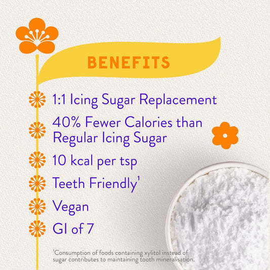 Bonraw Natural Sweetener Silver Birch Xylitol Sugar Free Icing Sugar 500G - Icing Powder For Decoration