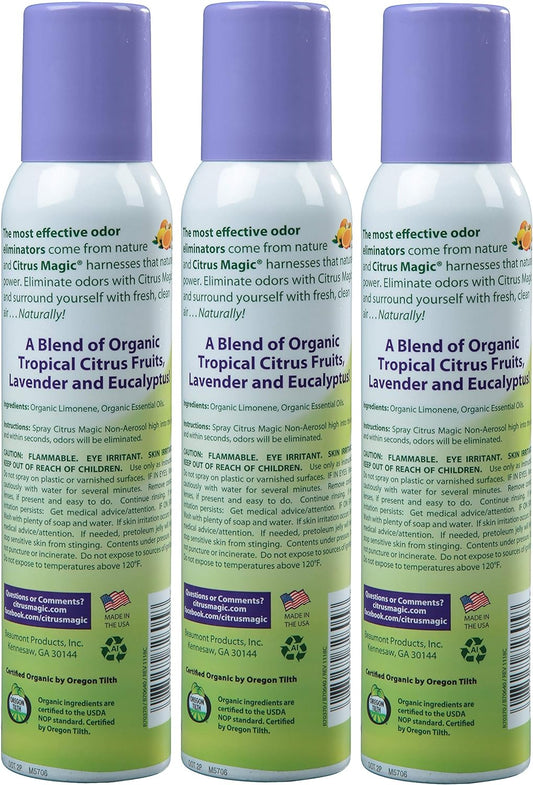 Citrus Magic Organic Natural Odor Eliminating Air Freshener Spray, Lavender Eucalyptus, 3-Ounce, Pack of 3