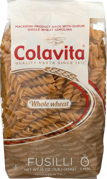 Colavita Pasta - Whole Wheat Cut Fusilli, 1 Pound - Pack of 20