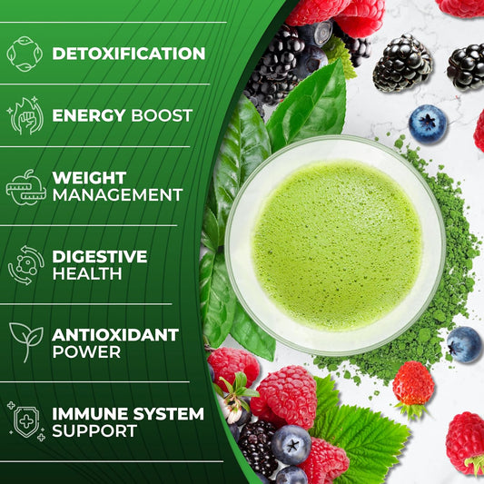 Total Tea Chiroflex Superfood Green Powder Organic Greens Fruit And Veggie Vegan Supplement, Daily Super Greens Powder,Amazing Greens Powder Smoothie, 30 Servings - 7.4 Oz