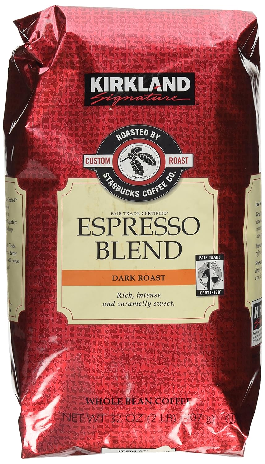 Kirkland Signature Starbucks Espresso Blend Dark Roast Whole Bean Coffee, 32 Ounce : Roasted Coffee Beans : Grocery & Gourmet Food