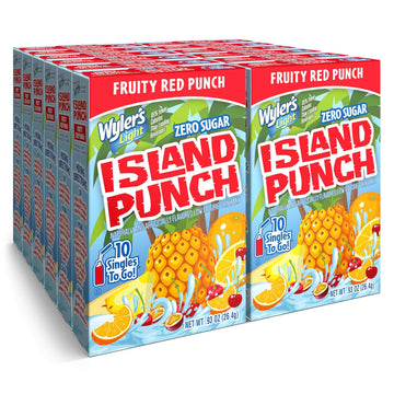 Wyler'S Light Island Punch Singles To Go, Water Drink Mix, Fruity Red Punch, 10 Count, Pack Of 12 (120 Single Servings)