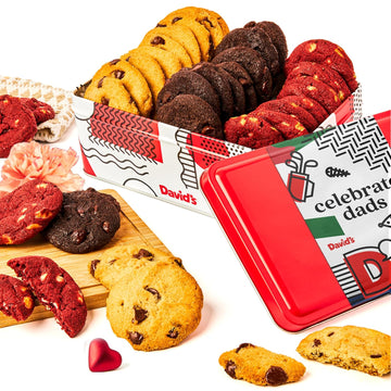 David’S Cookies Assorted Mini Cookies Sweet Sampler Tin – Fresh Baked Mini Bites In Chocolate Chip, White Chocolate Chip, And Red Velvet Flavors – 14Oz Gourmet Gift Tin For Dad, Husband, Or Him