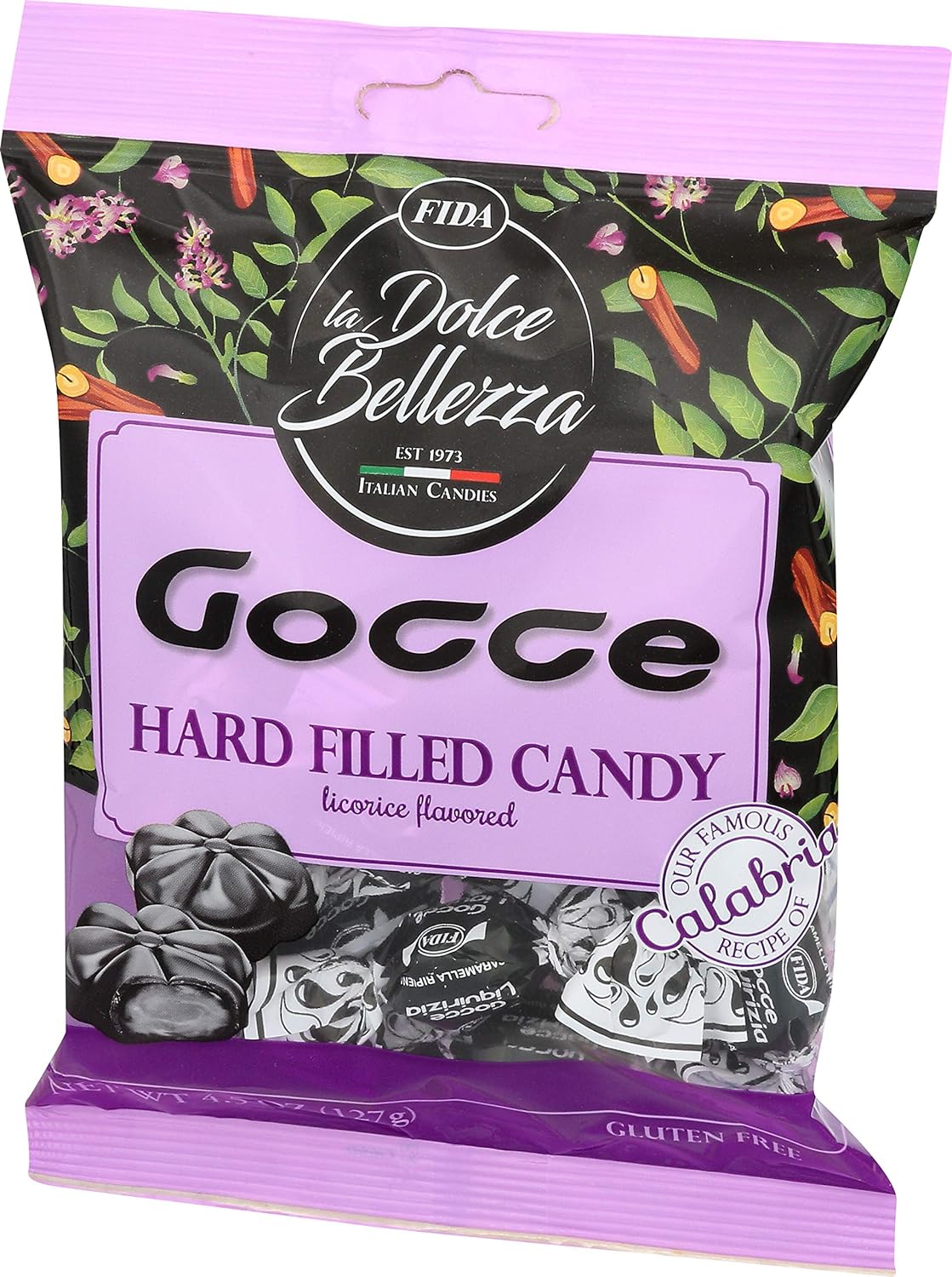 Fida Hard Filled Italian Candy, Gocce Licorice, 18 oz
