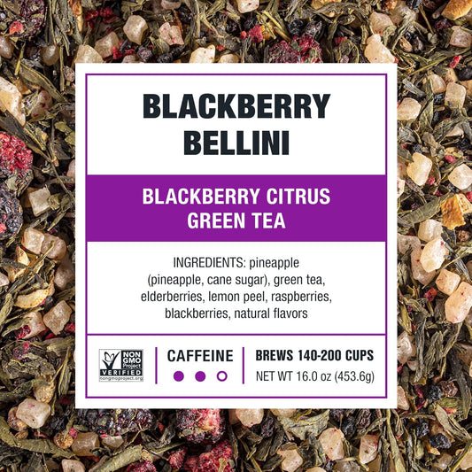 Tiesta Tea - Blackberry Bellini | Blackberry Citrus Green Tea | Premium Loose Leaf Tea Blend | Medium Caffeinated Green Tea | Make Hot Or Iced Tea & Brews Up To 200 Cups - 16 Oz Resealable Bulk Pouch