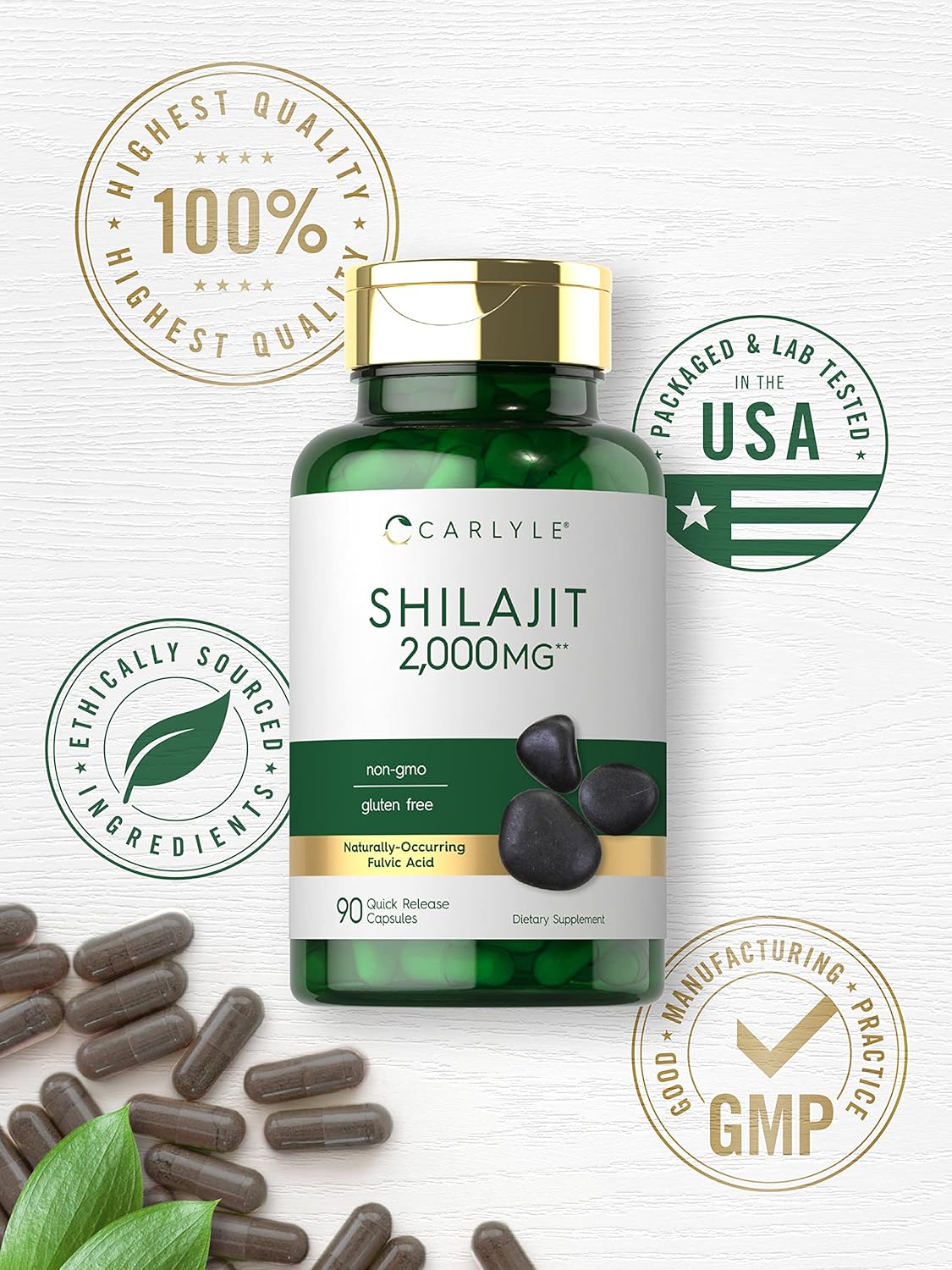 Carlyle Shilajit Capsules | 2000mg | 90 Count | Non-GMO and Gluten Free : Health & Household