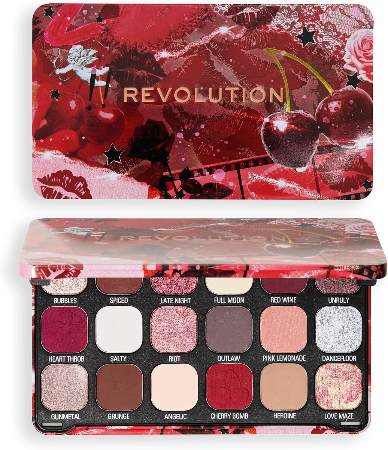 Revolution Beauty, Forever Flawless Eyeshadow Palette, 18 Pigmented Makeup Shades of Mattes & Shimmers, Vegan & Cruelty-Free, Cherry Rebel Red : Amazon.co.uk: Beauty