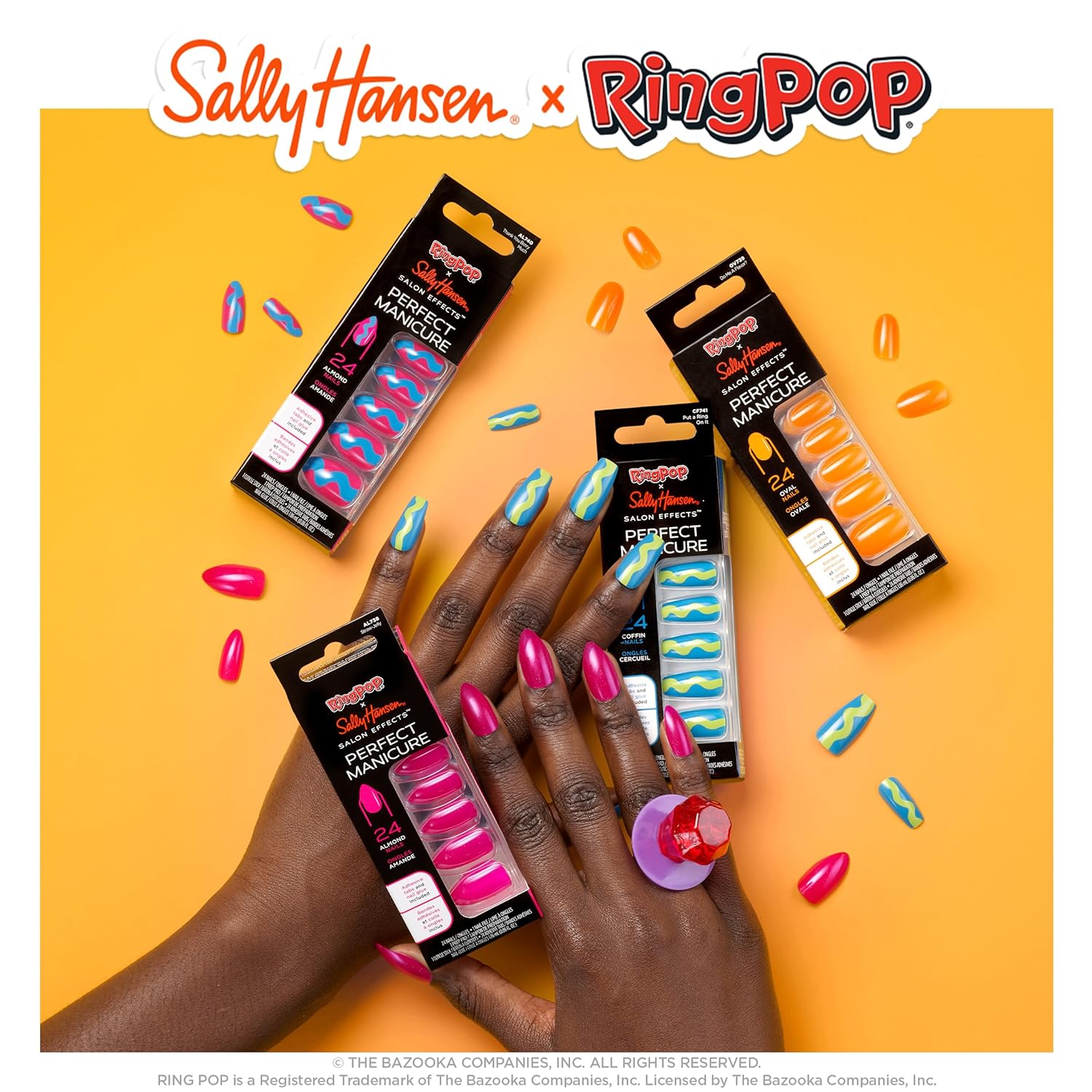 Sally Hansen Salon Effects® Perfect Manicure, Ring Pop Do Me A Flavor?, Press On Nails, Oval Shaped, Non-Damaging Adhesive Tabs, File, and Alcohol Pad Included : Beauty & Personal Care