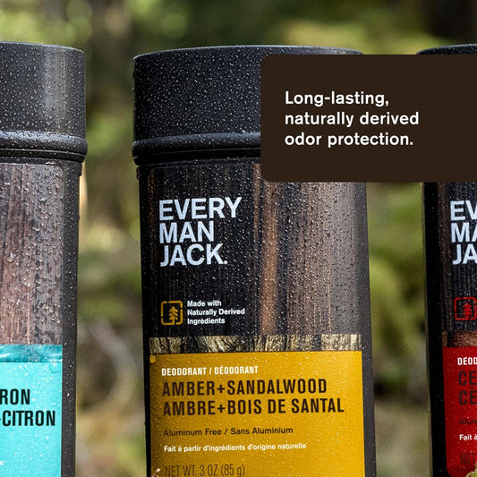 Every Man Jack Amber + Sandalwood Men’S Deodorant - Stay Fresh With Aluminum Free Deodorant For All Skin Types - Odor Crushing, Long Lasting, With Naturally Derived Ingredients - 3Oz (2 Pack)