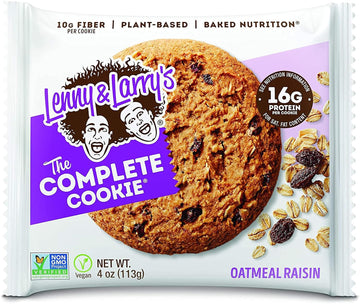 Lenny & Larry'S The Complete Cookie, Oatmeal Raisin, 16G Plant Protein, Vegan, Non-Gmo, 4 Ounce Cookie (Pack Of 12)