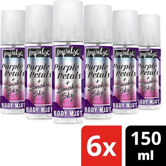 Impulse Body Mist, Tropical Beach + Espresso, Fragrance Spray, 6 X 150Ml