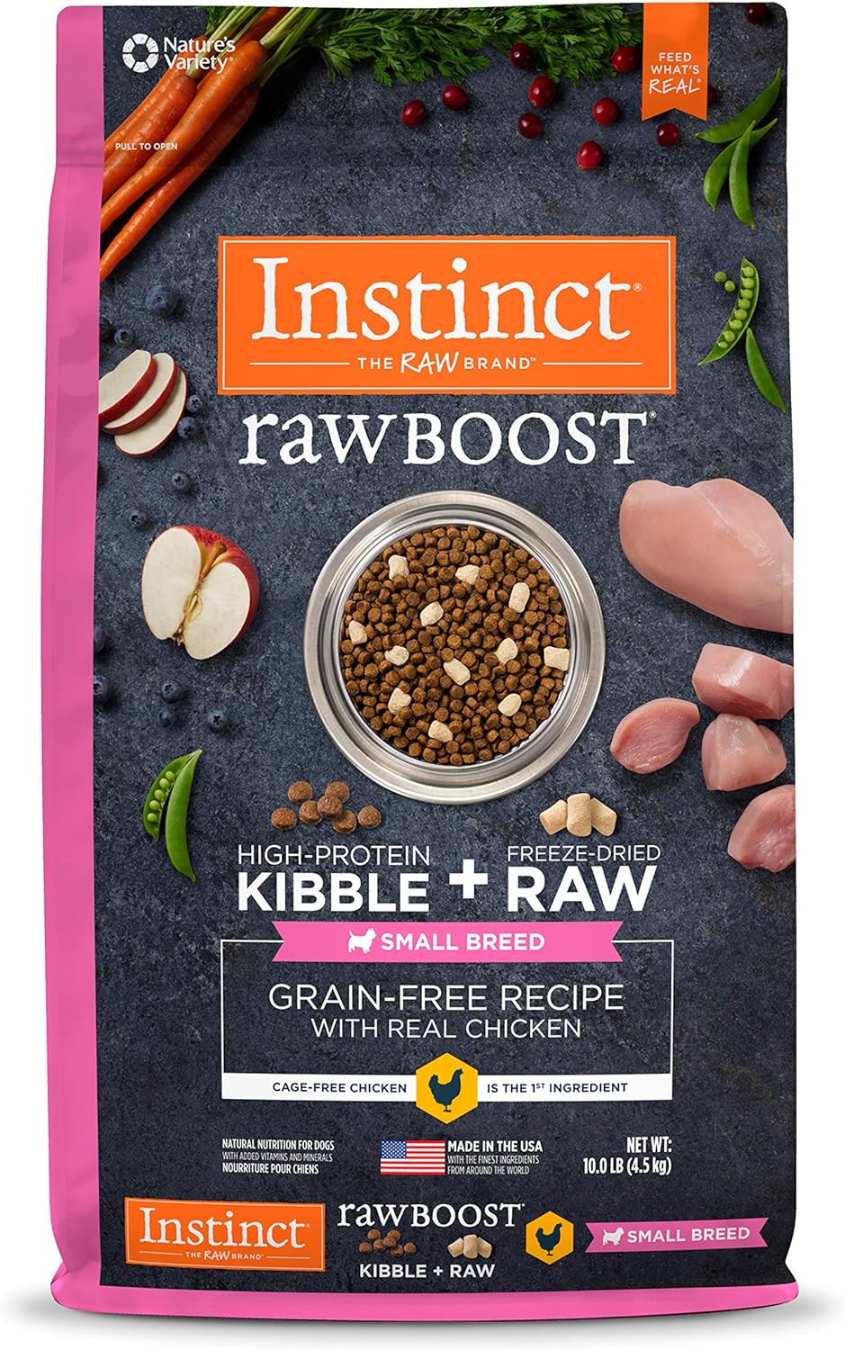 Instinct Raw Boost Small Breed Grain Free Recipe with Real Chicken Natural Dry Dog Food, Bag, 10 Pound (Pack of 1)