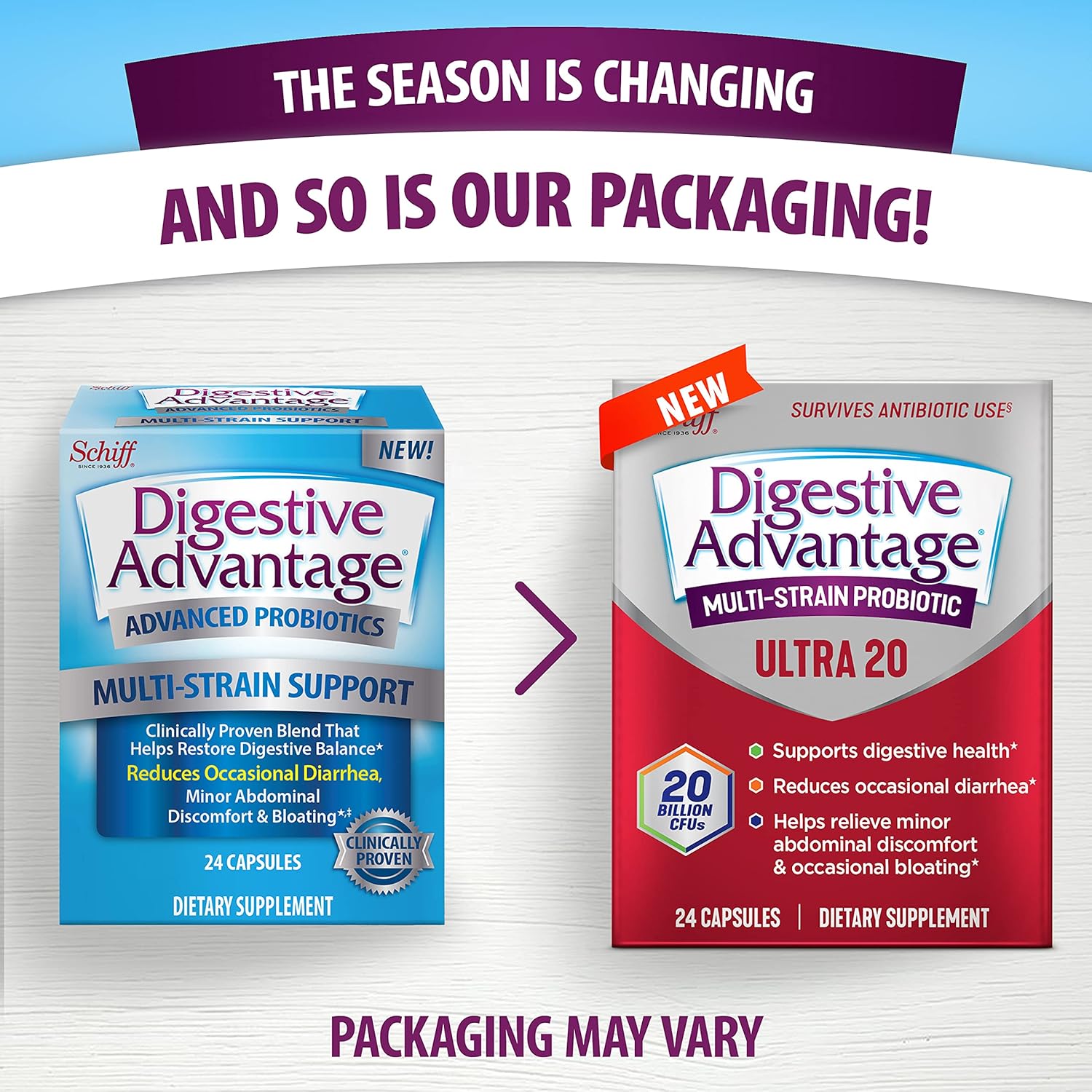Multi-Strain Support Probiotics Capsules, Digestive Advantage Ultra 20 (24 Count In A Box) - Supports Digestive And Immune Health (Packaging May Vary)