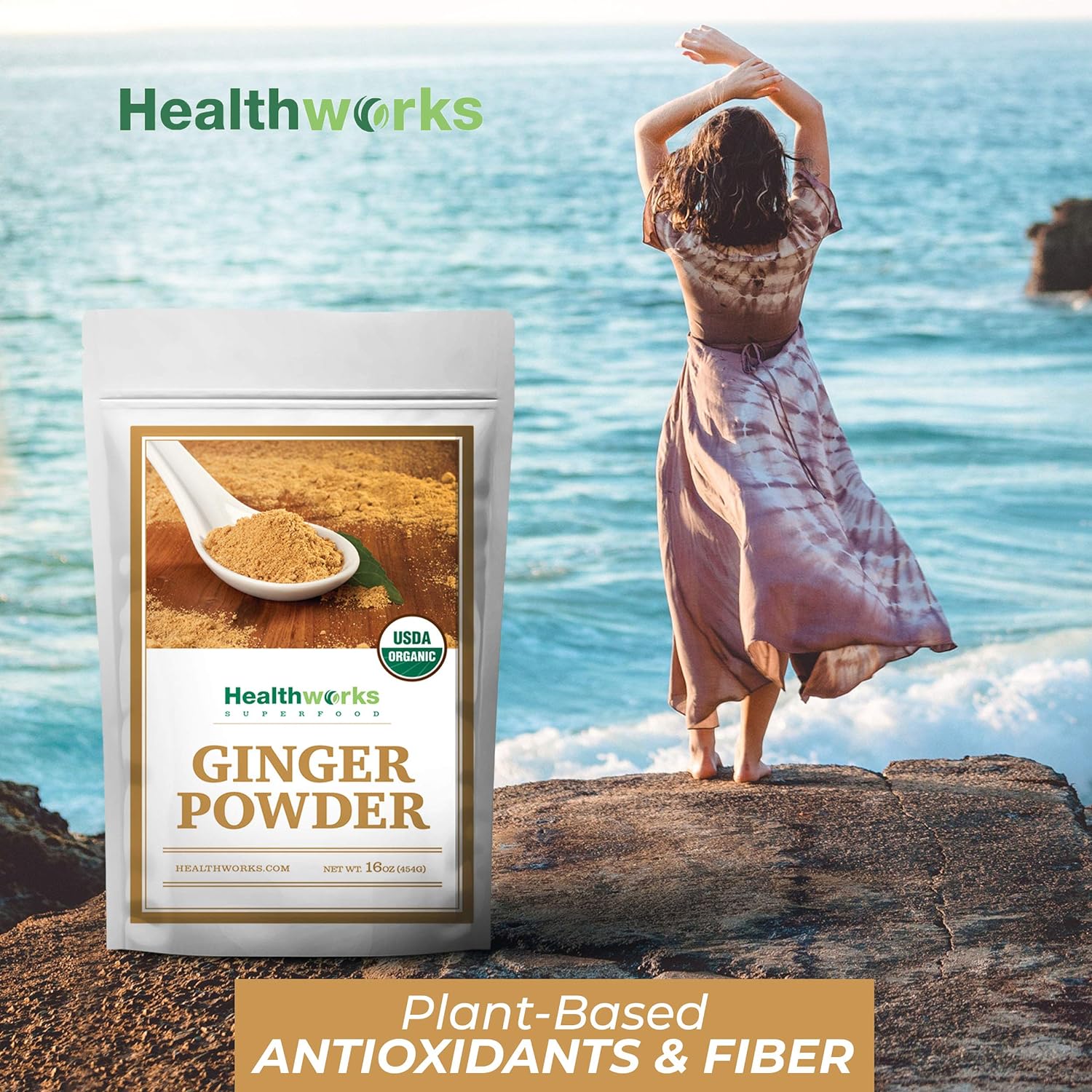 Healthworks Ginger Powder (16 Ounces / 1 Pound) | Ground | Raw | All-Natural & Certified Organic | Keto, Vegan | Great with Coffee, Tea & Juices | Superfood/Spice : Patio, Lawn & Garden