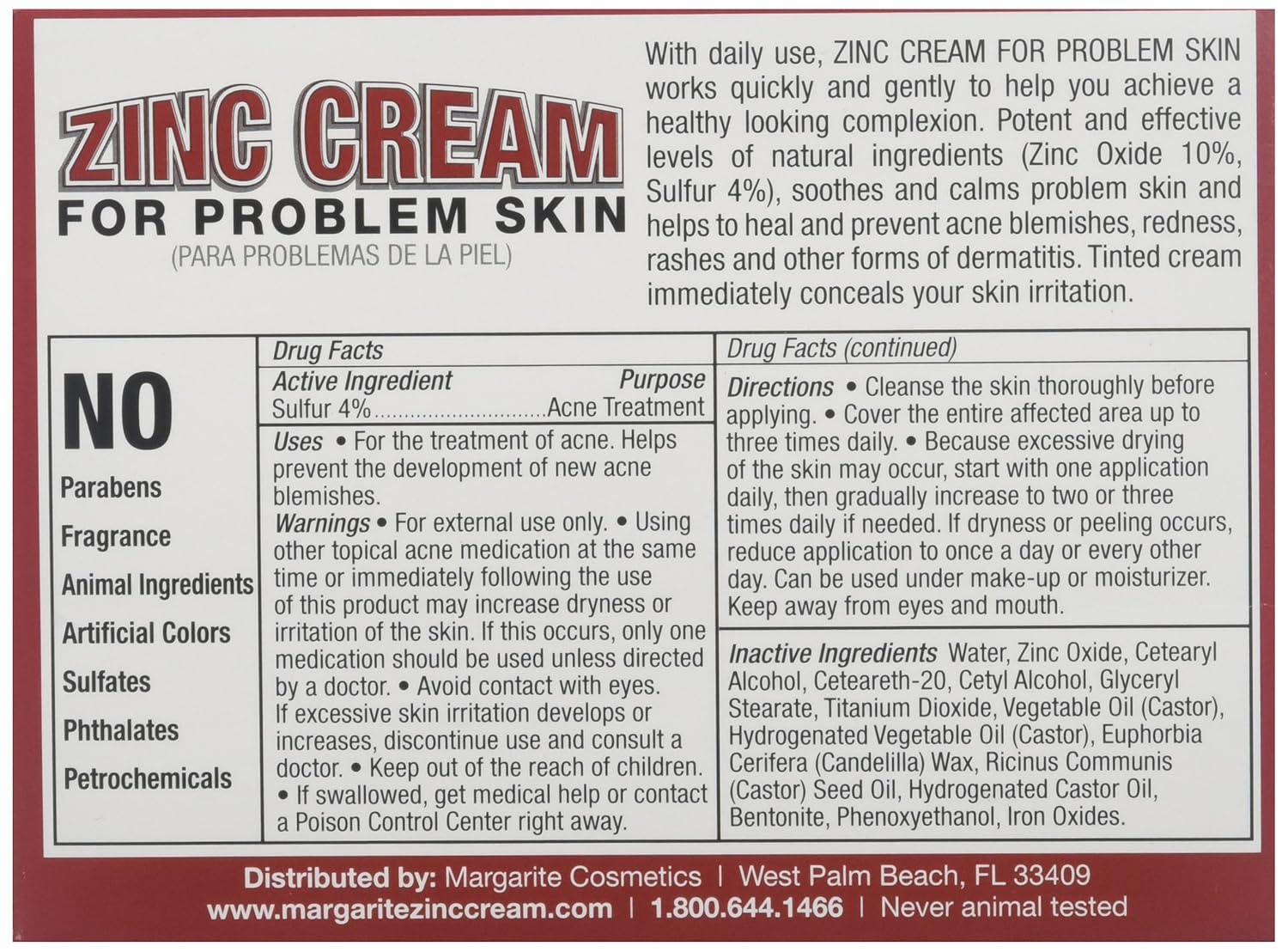 Zinc Cream Margarite 1 Oz Cream : Health & Household