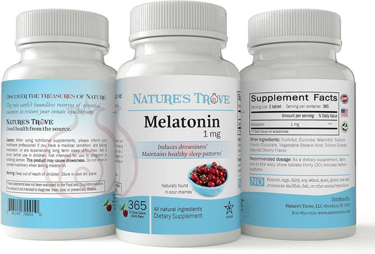 Melatonin 1Mg By Nature'S Trove - 365 Ez-Chew Tablets Cherry Flavor
